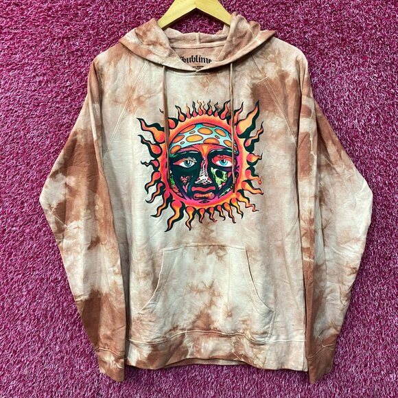 Sublime Sun 1995 Summer Tour Tie Dye Ska Rock Band Hoodie size Medium - Picture 1 of 5
